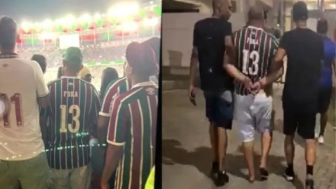 Marco Aurelio dos Santos Rocha, conhecido como Foca, foi pego pela polícia durante jogo do Fluminense - Imagem: Reprodução/Twitter @disangermano