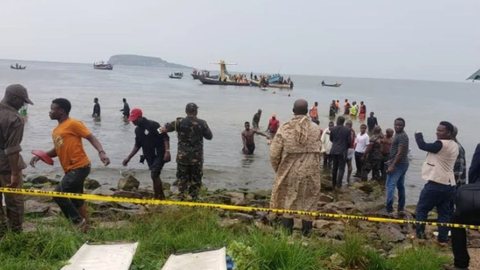 Tragédia em lago da Tanzânia, na África Oriental, após queda de avião deixa ao menos 19 mortos - Imagem: reprodução Tanzania Broadcasting Corporation
