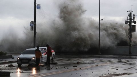 Tufão Hinnamor deixa um desaparecido e afeta milhares na Coreia do Sul - Imagem: reprodução grupo bom dia
