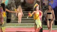 Veja vídeo: completamente nua, turista alemã invade templo em Bali e recebe castigo - Imagem: reprodução