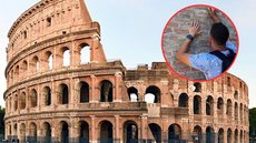 VÍDEO - turista é pego escrevendo em muro do Coliseu - Imagem: reprodução redes sociais