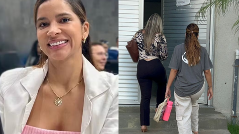 Tatiana Medeiros deixou o Instituto Médico Legal amparada por médicos após realização de perícia psiquiátrica determinada pela Justiça Eleitoral - Imagem: Reprodução
