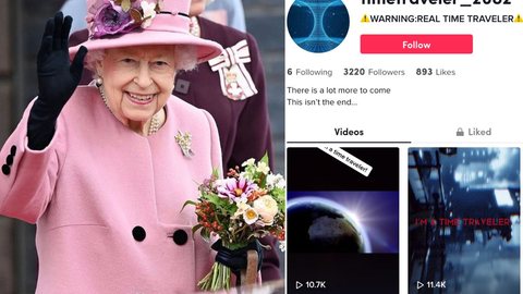 Tiktoker 'viajante no tempo' revela data da morte de rainha Elizabeth; confira - Imagem: reprodução Instagram @rainhadoreinounido / TikTok