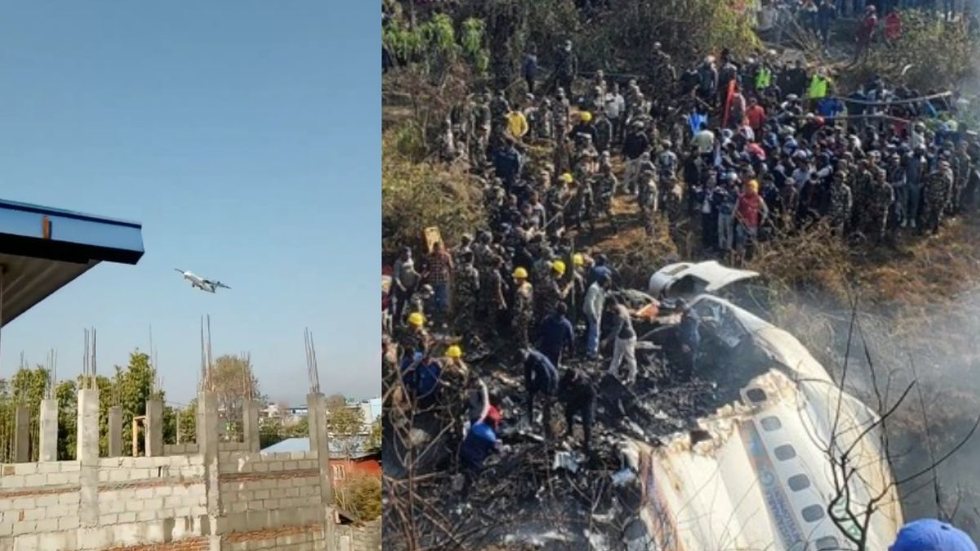 Um vídeo flagrou a queda do avião na região de Nepal, que resultou na morte de 68 pessoas. - Imagem: reprodução I Twitter @YWNReporter e @ipu_noticias
