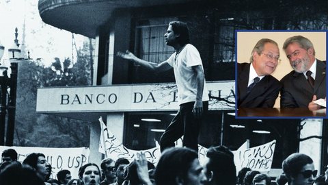 José Dirceu liderando o movimento estudantil. - Imagem: Reprodução | Agência Estado