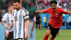 Argentina e Alemanha estrearam com o pé esquerdo - Imagem: reprodução/Twitter @Choquei e @DonaLuciaHexa