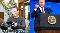 Zuckerberg declara que houve censura de conteúdos relacionados à Covid-19 a pedido de Joe Biden - Imagem: Reprodução / Instagram / @zuck / @joebiden