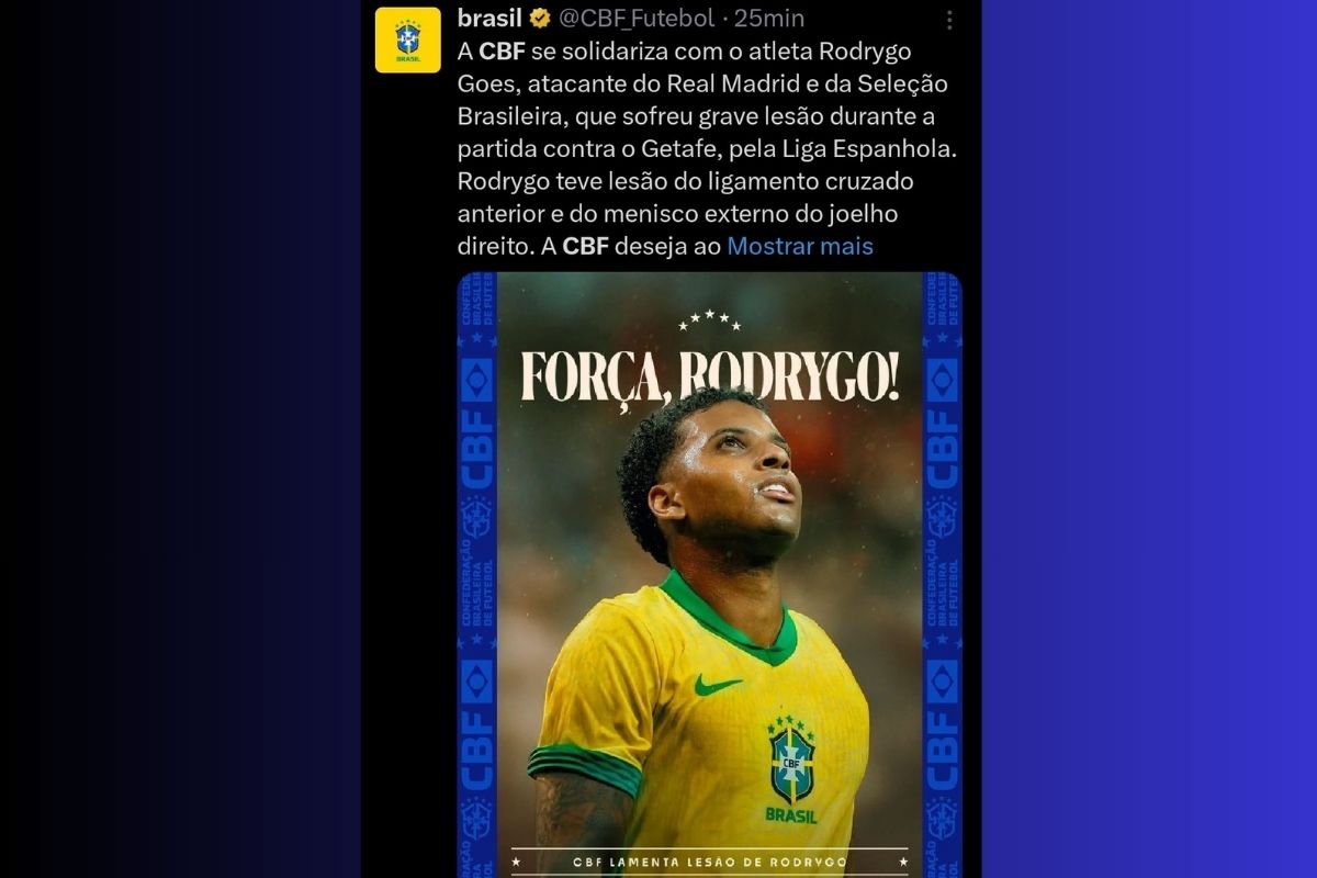 A ausência do jogador é um golpe para a Seleção Brasileira, que conta com ele em competições recentes