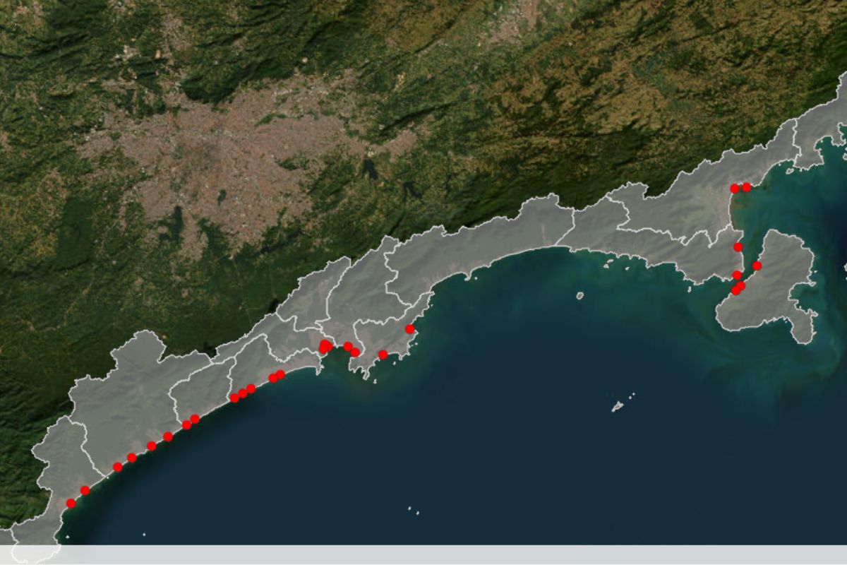 Mapa da qualidades da praias cetesb