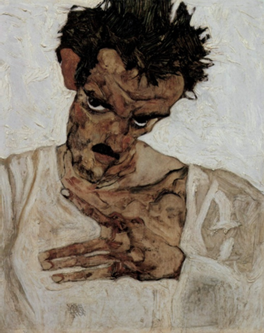 Egon Schiele — Self-Portrait with Hand on Chest (1910)
