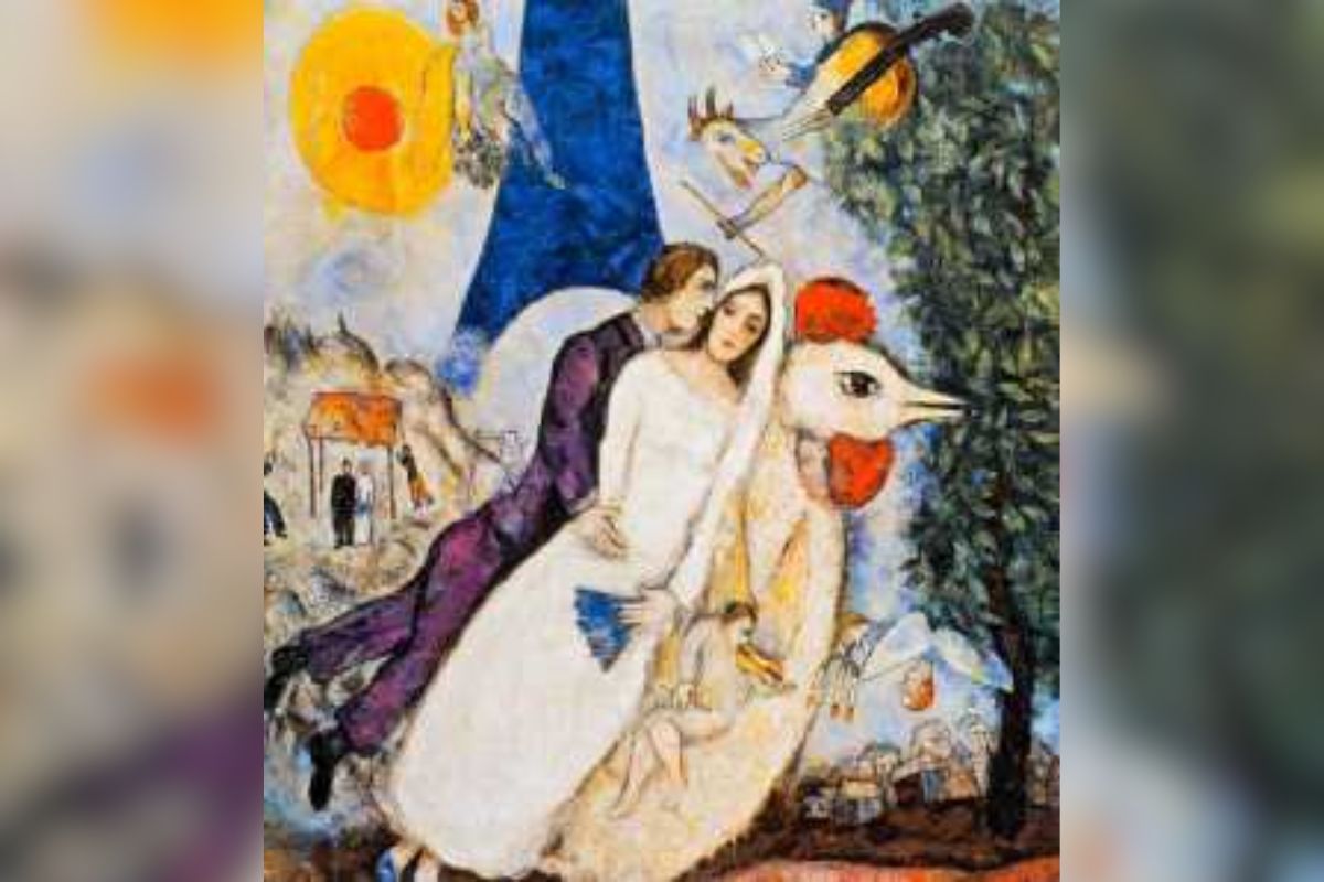 Les Mariés de la Tour Eiffel, de Chagall (1938–1939) - Imagem: Reprodução
