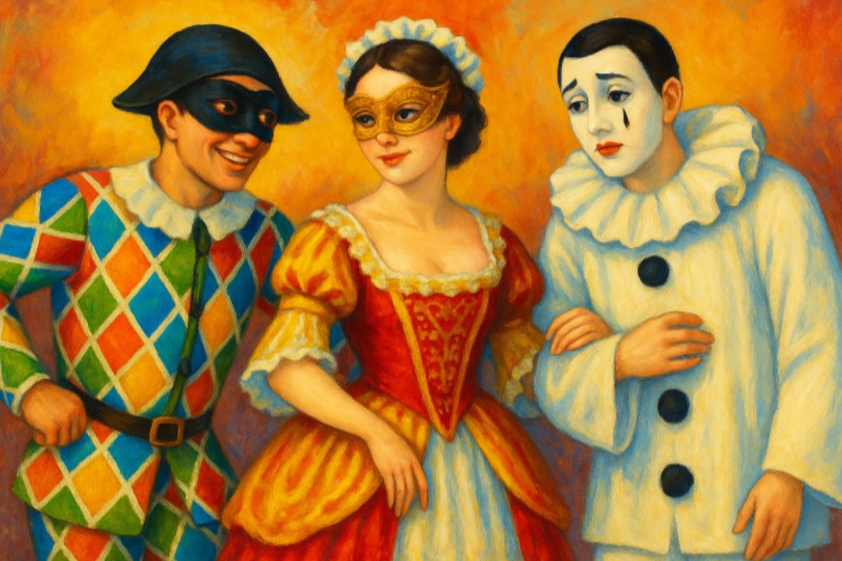Arlequim, Colombina e Pierrot, o triângulo eterno de astúcia, lágrimas e sedução - Imagem: Reprodução