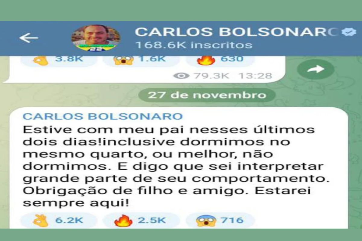 Mensagem enviado por Carlos Bolsonaro
