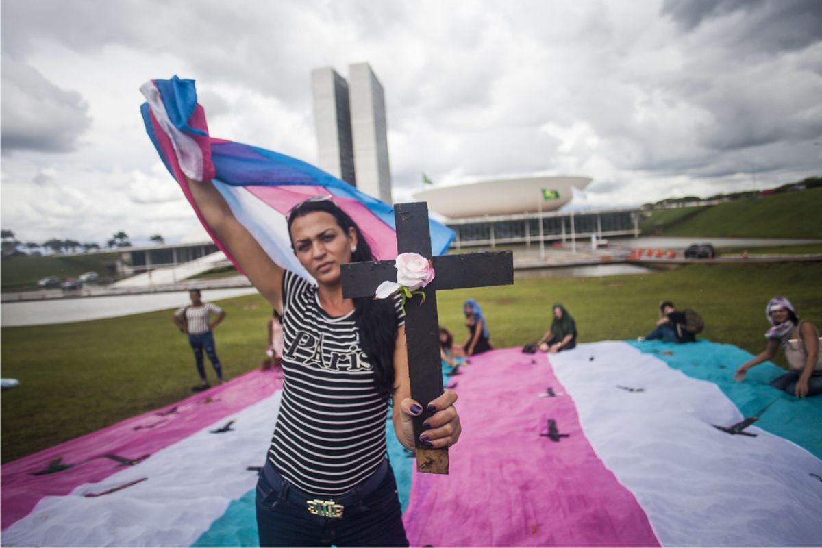 Registro feito no Dia Nacional da Visibilidade Trans no ano de 2018, em Brasília. Imagem: reprodução/Flickr - Mídia Ninja