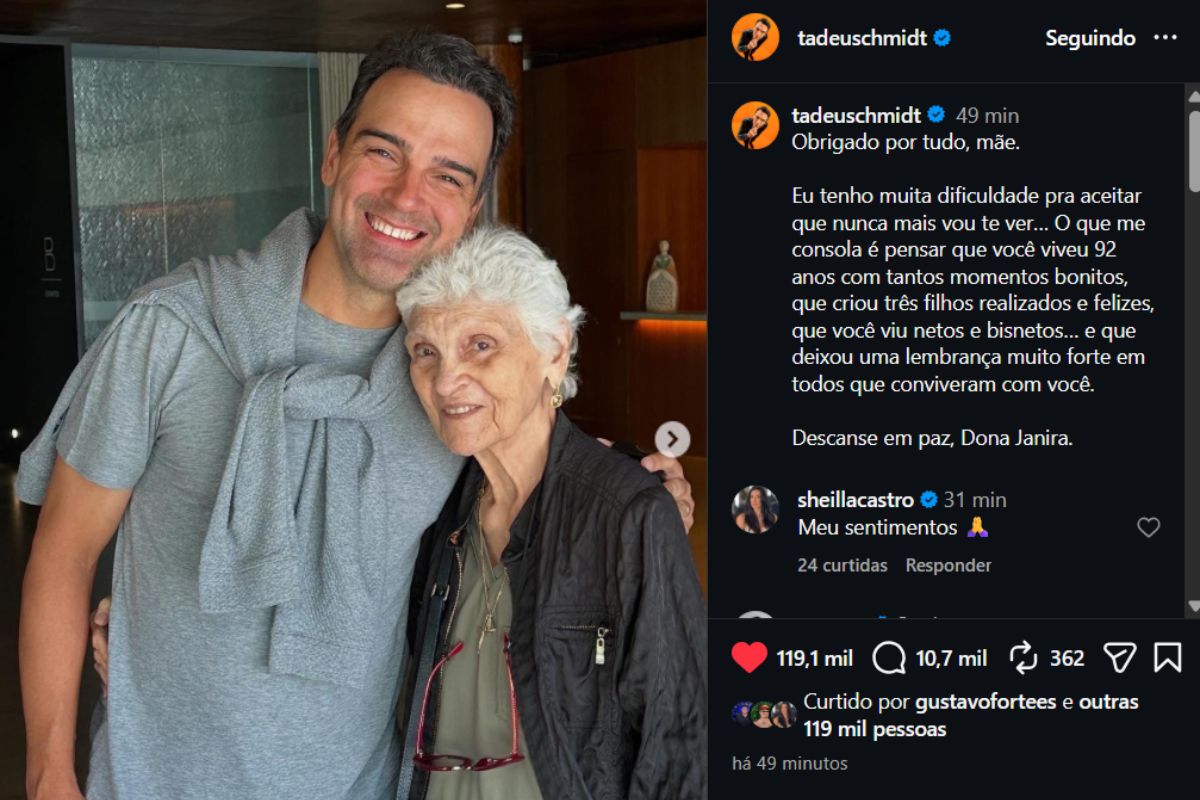 A homenagem de Tadeu à mãe gerou uma onda de apoio e carinho de fãs e amigos, que se uniram em solidariedade neste momento difícil