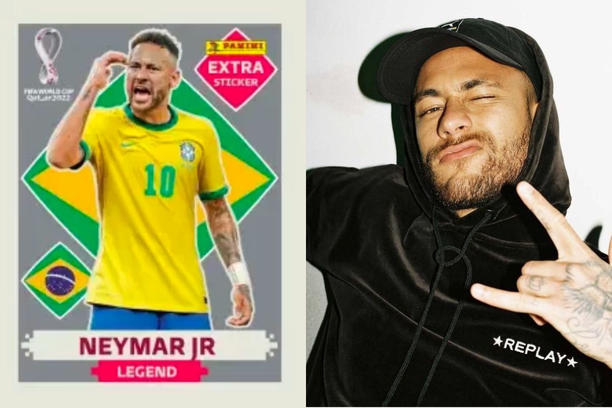 Figurinha Extra Neymar Jr Bordô Copa 2022 Rara Legend