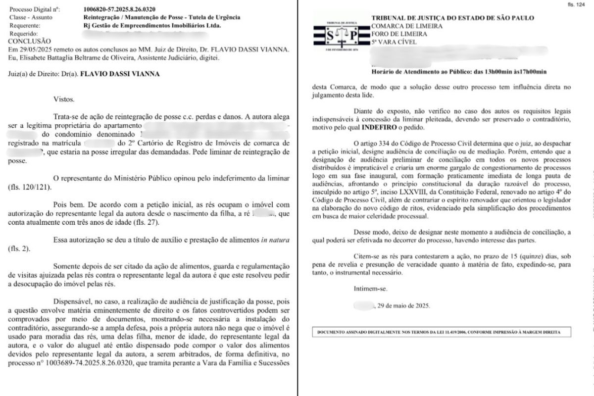 Decisão proferida pelo juiz da 5ª Vara Cível de Limeira - Imagem: Reprodução
