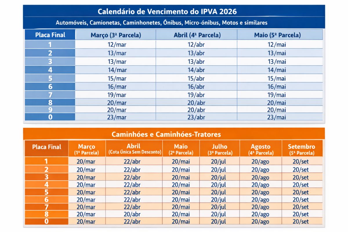 Calendário IPVA 2026