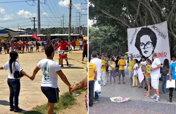 Manaus teve protestos contra Dilma e contra Temer neste domingo (Foto: Reprodução/TV Amazonas e Adneison Severiano/G1 AM)