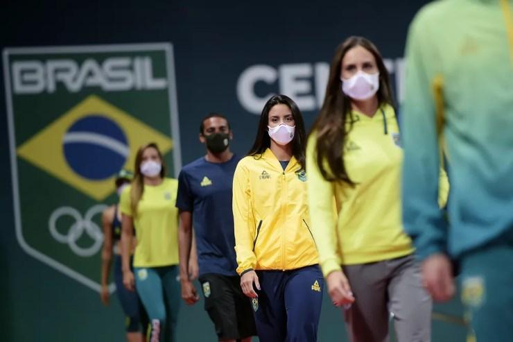 Uniformes Time Brasil Olimpíadas Tóquio — Foto: Alexandre Loureiro/COB