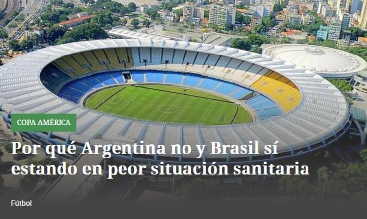 Ovación, do Uruguai, destaca pior situação sanitária do Brasil em relação a Argentina — Foto: Reprodução