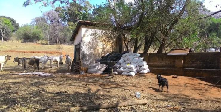 Chácara em Jaú era utilizada como depósito para material furtado (Foto: Polícia Civil / Divulgação)