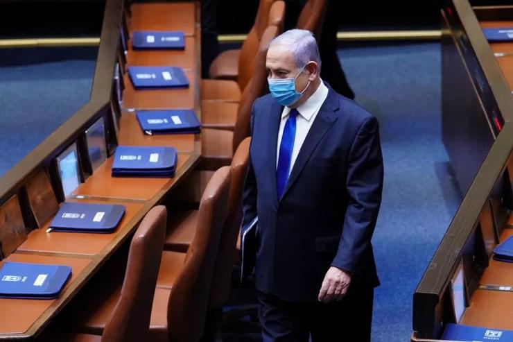 Benjamin Netanyahu no parlamento israelense em foto de 17 de maio de 2020 — Foto: Adina Valman/Knesset/Reuters/Arquivo