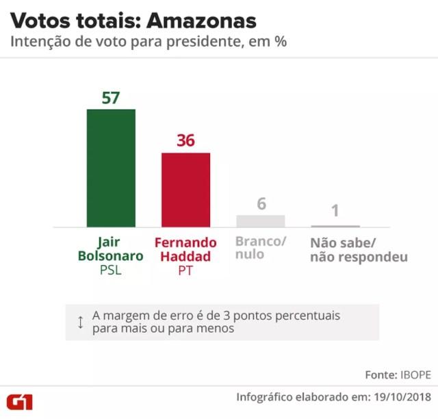 Pesquisa Ibope - 2º turno - Amazonas - votos totais no estado — Foto: Arte/G1