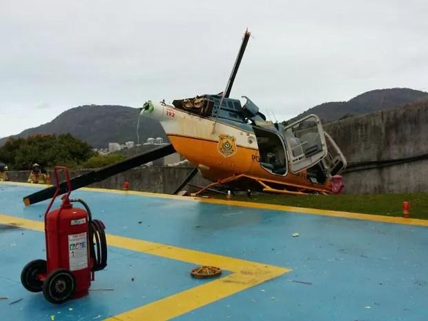Helicóptero da PRF fez pouso forçado no Palácio Guanabara (Foto: Reprodução/Whatsapp)