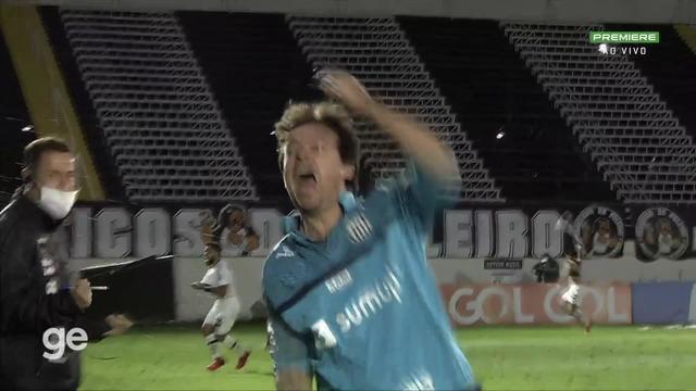 Aos 49 min do 2º tempo - gol de dentro da área de Marcos Leonardo do Santos contra o Bragantino