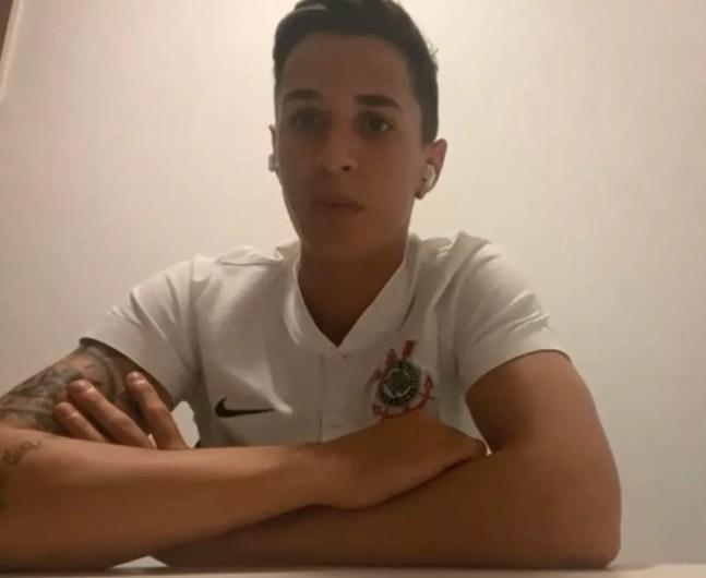 Mateus Vital, meia do Corinthians, em entrevista ao ge — Foto: Reprodução