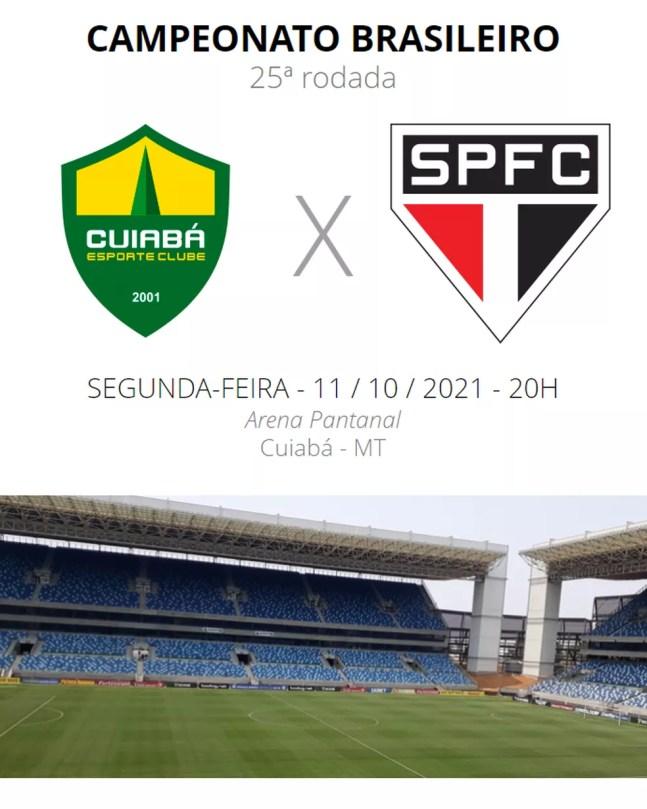 Ficha Cuiabá x São Paulo Brasileirão — Foto: ge