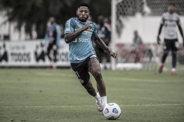 Marinho durante treino do Santos — Foto: Ivan Storti/Santos FC