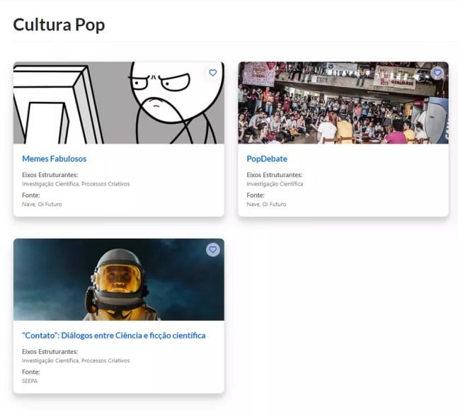 Eixo de cultura pop, em plataforma gratuita no DF — Foto: MeViro/Reprodução