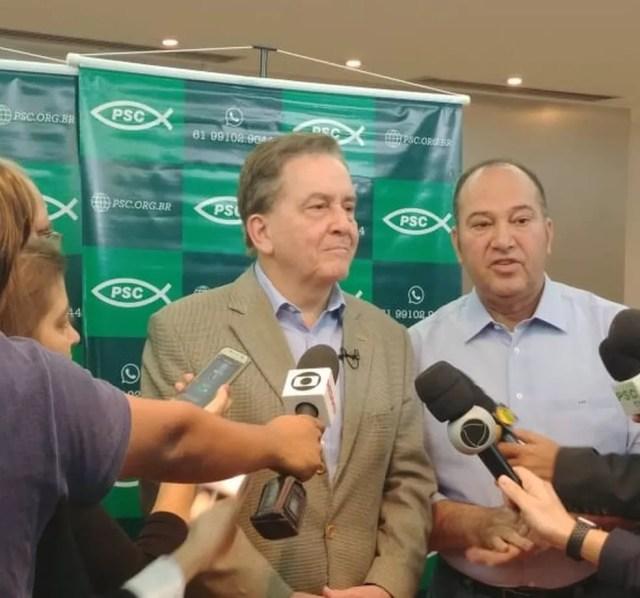 Paulo Rabello de Castro fala a jornalistas após convenção do PSC (Foto: Sara Resende/TV Globo)