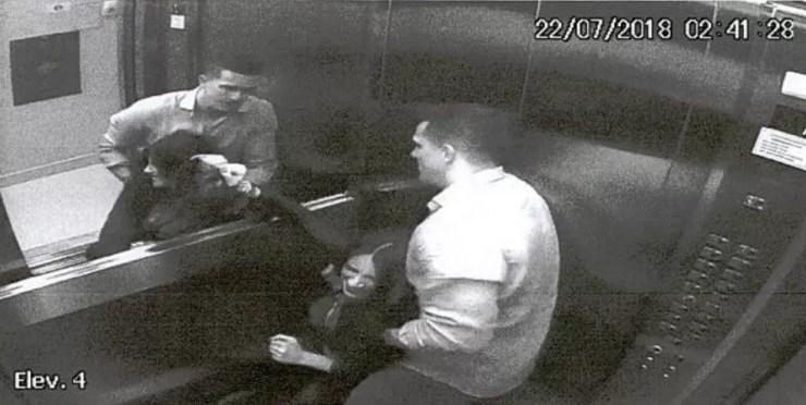 Câmeras registraram agressões do marido a advogada Tatiane Spitzner no elevador do prédio — Foto: Câmeras de segurança