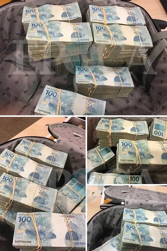 Fotos da mala de dinheiro entregue ao emissário do senador Aécio Neves em 3 de maio (Foto: reprodução)
