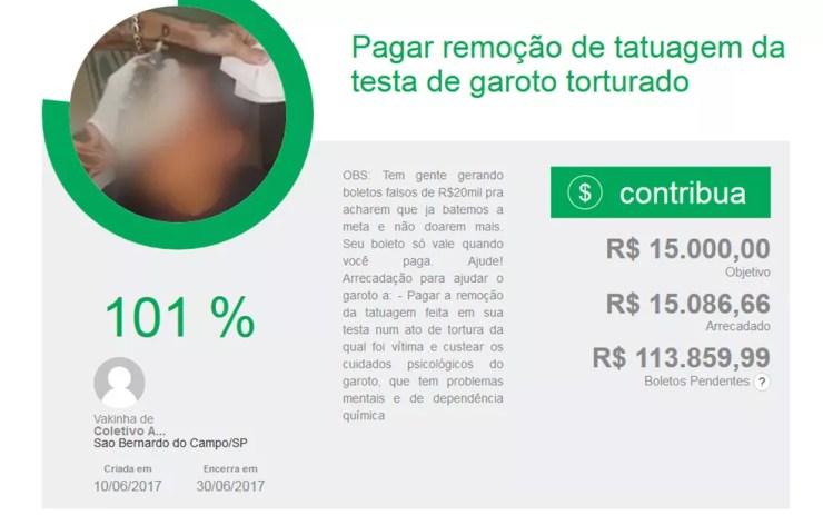 Vaquinha online arrecadou R$ 15 mil (Foto: Reprodução)