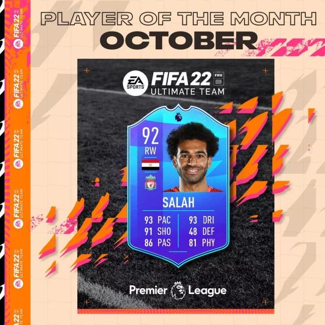 Versão POTM de Mohamed Salah no FIFA 22 — Foto: Divulgação/EA Sports
