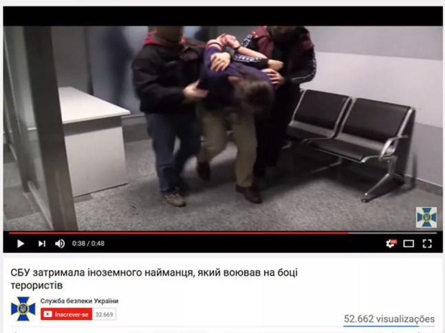 Vídeo do Serviço de Segurança da Ucrânia mostra a prisão de Rafael Lusvarghi  — Foto: Reprodução/Youtube/Serviço de Segurança da Ucrânia