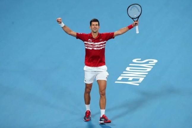 Djokovic em ação na ATP Cup 2020 em Sydney — Foto:  Cameron Spencer/Getty Images