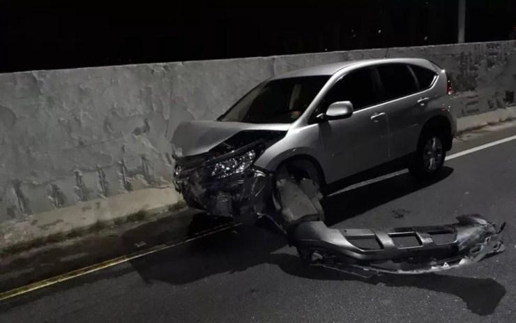 Honda danificado ao passar por degrau que cedeu em viaduto da Marginal Pinheiros no último dia 15 de novembro — Foto: Reprodução/Divulgação/Arquivo pessoal