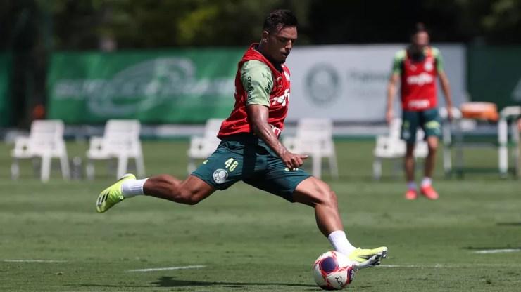 Gabriel Menino treinou com o Palmeiras na manhã desta segunda-feira — Foto: Cesar Greco/Ag. Palmeiras