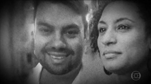 Marielle Franco e Anderson Gomes assassinados em março deste ano, no Rio de Janeiro — Foto: Reprodução/JN
