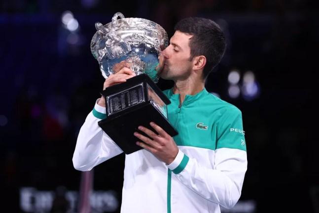 Novak Djokovic, 9 vezes campeão do Australian Open — Foto: Getty Images