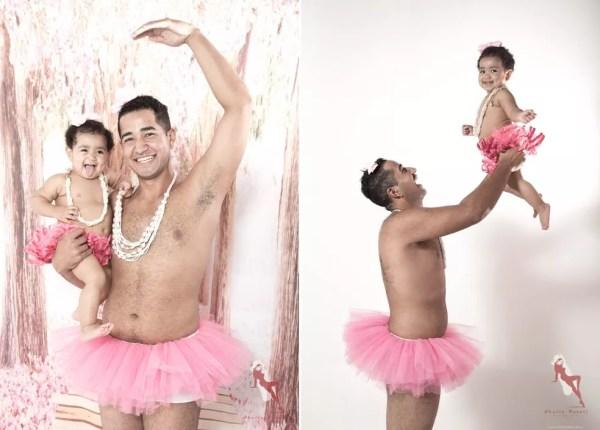 Aldair se vestiu de bailarina para o ensaio com a filha Ana Luiza  (Foto: Sheila Rotoli Reis / Divulgação )