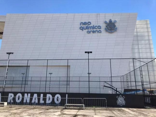 Neo Química Arena, do Corinthians, com a nova fachada — Foto: Corinthians/Divulgação