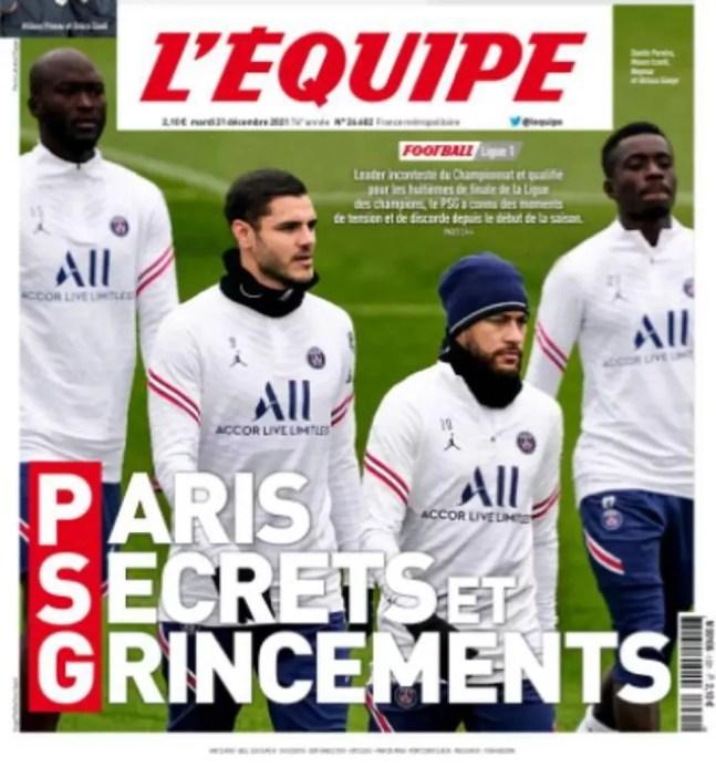 Jornal francês estampa matéria sobre problemas no PSG — Foto: REPRODUÇÃO