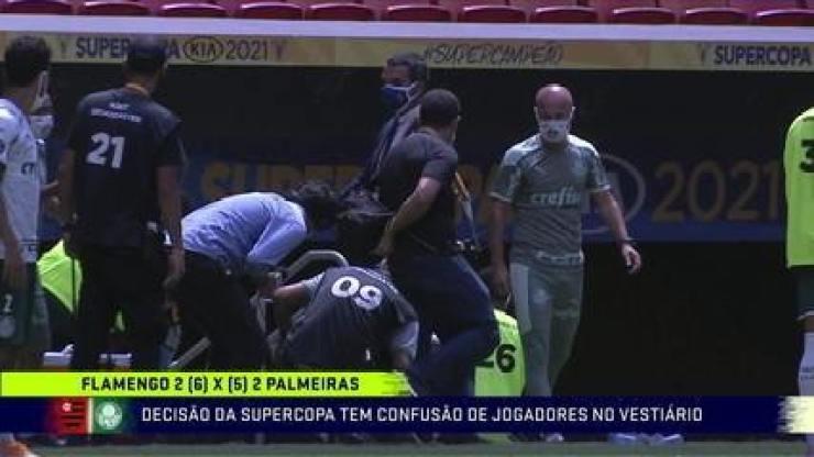 Supercopa do Brasil é marcada por confusão entre jogadores de Flamengo e Palmeiras no túnel para os vestiários