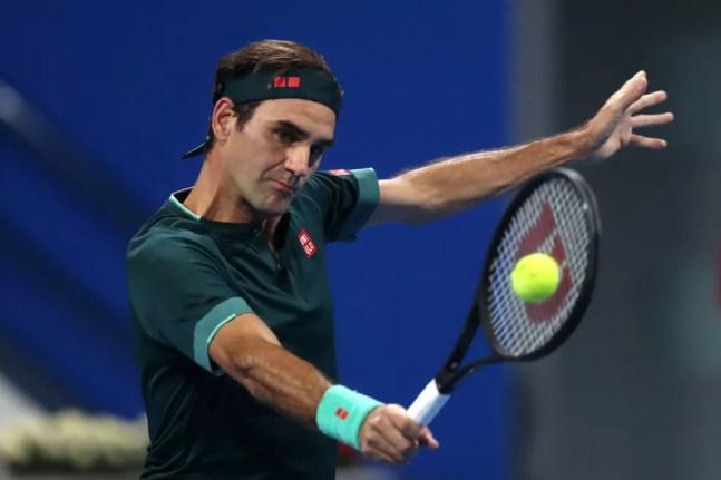 Roger Federer no ATP 250 de Doha — Foto: Mohamed Farag / Getty Images